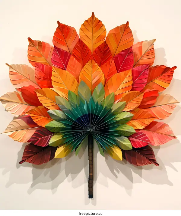 Colorful paper leaves art