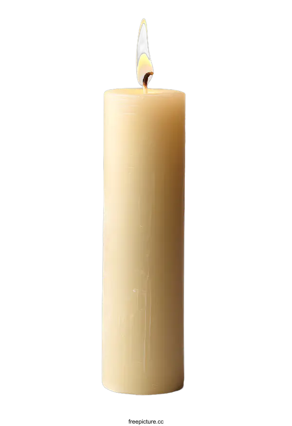 [Transparent Background PNG]A single candle is lit on a white background