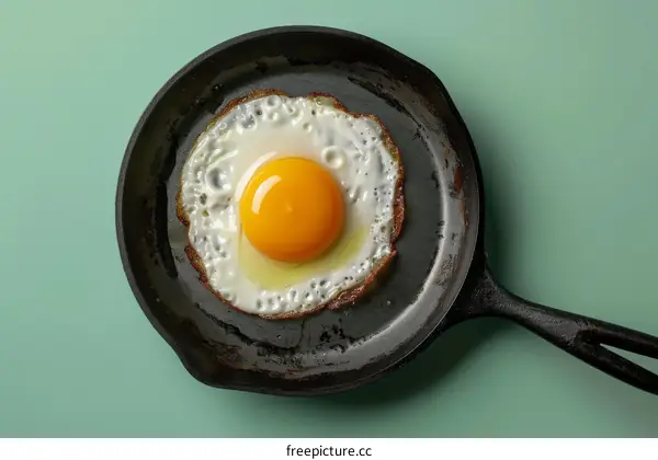 Fried egg in a cast iron skillet
