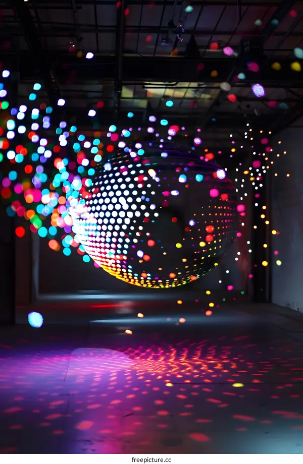 Disco Ball Light Show with Colorful Reflections