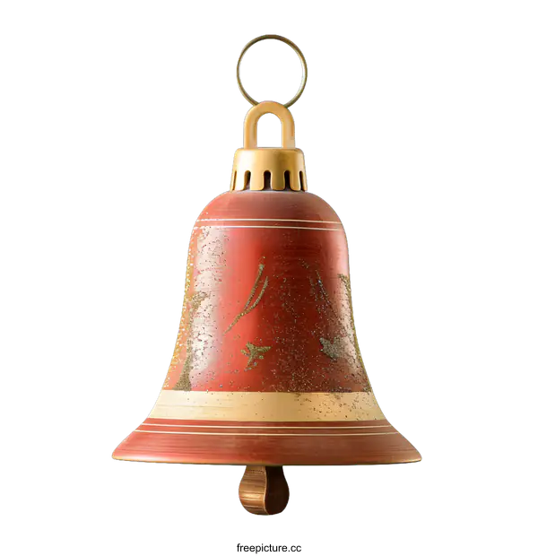 [Transparent Background PNG]Red and Gold Christmas Bell Ornament
