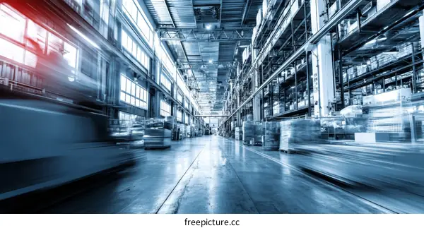 Modern Industrial Warehouse Interior with Conveyor Belt