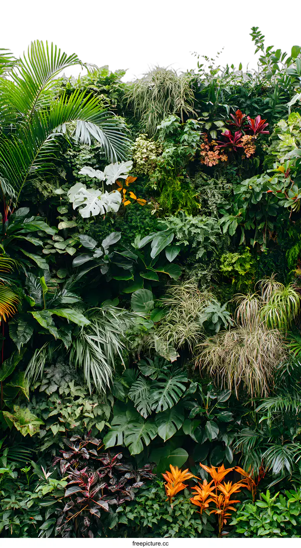 [Transparent Background PNG]Green Wall with Tropical Plants