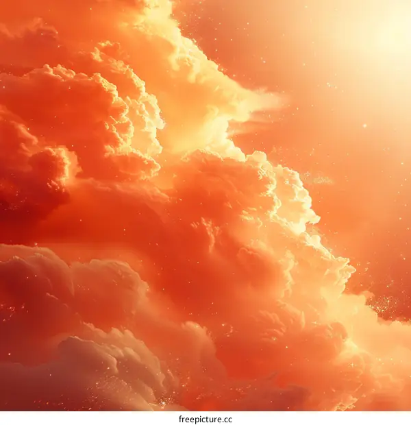 Orange cloudscape with bright light shining through