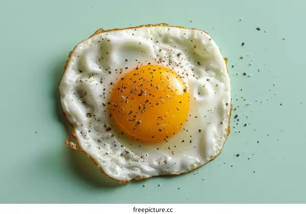 Fried egg with golden yolk and crispy edges