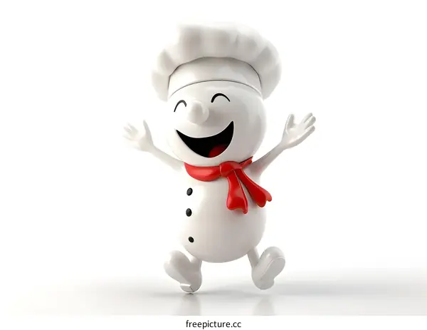 A cartoon chef is jumping for joy