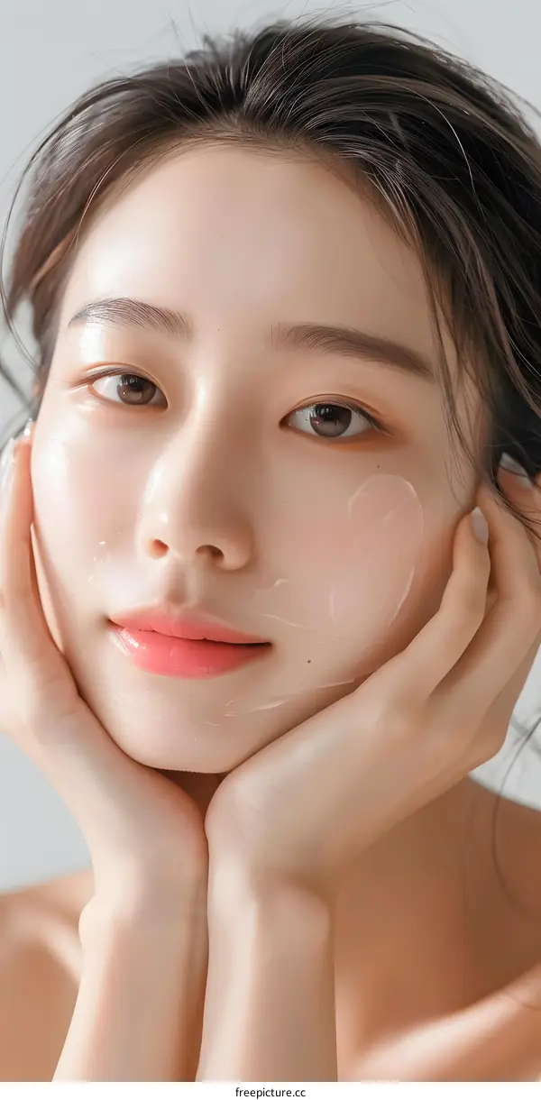 Beautiful Woman with Natural Makeup and Fresh Skin