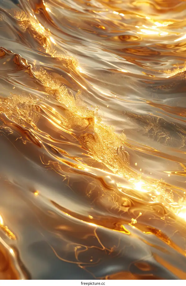 Golden Liquid Waves Abstract Background