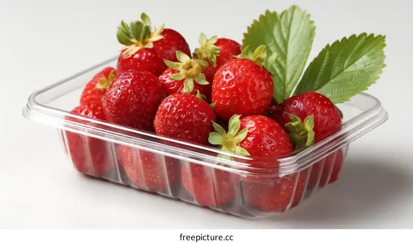 Fresh Strawberries in a Plastic Container