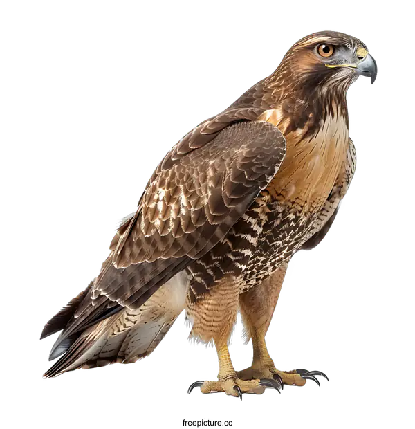 [Transparent Background PNG]Red-tailed Hawk Portrait on White Background