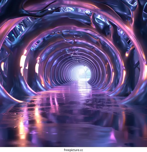 Mystical Glowing Purple Trees Tunnel