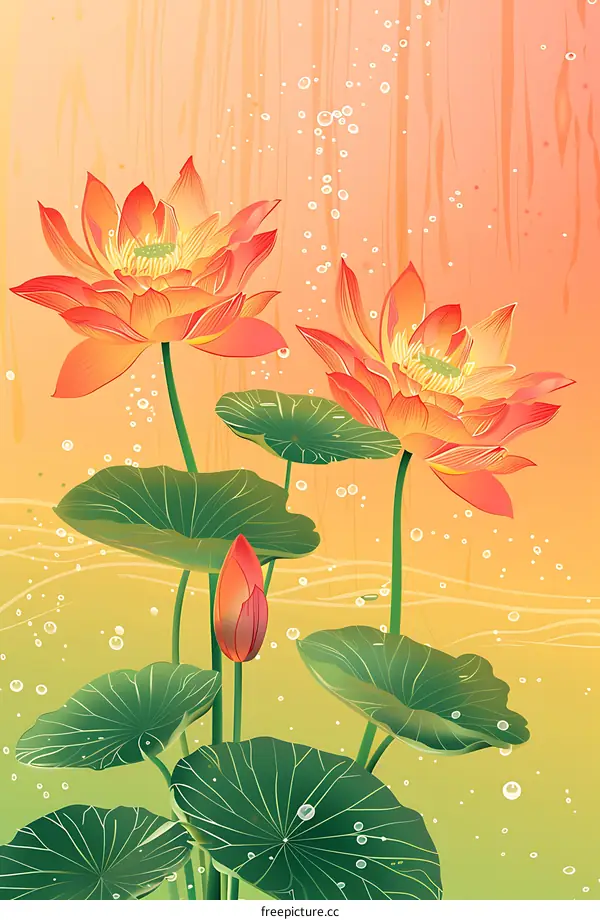 Water Lily Flowers in a Pond
