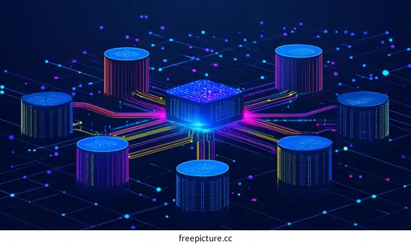 Abstract Network of Data Storage in a Futuristic Style