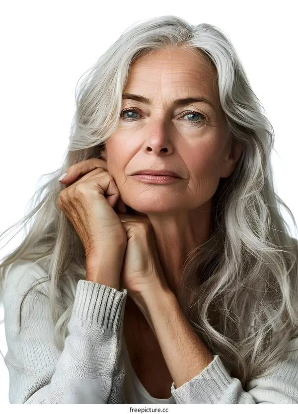 portrait of an elderly woman with gray hair