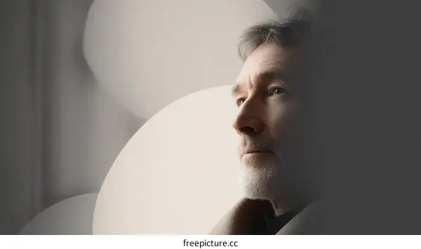 Thoughtful Senior Man Profile Portrait