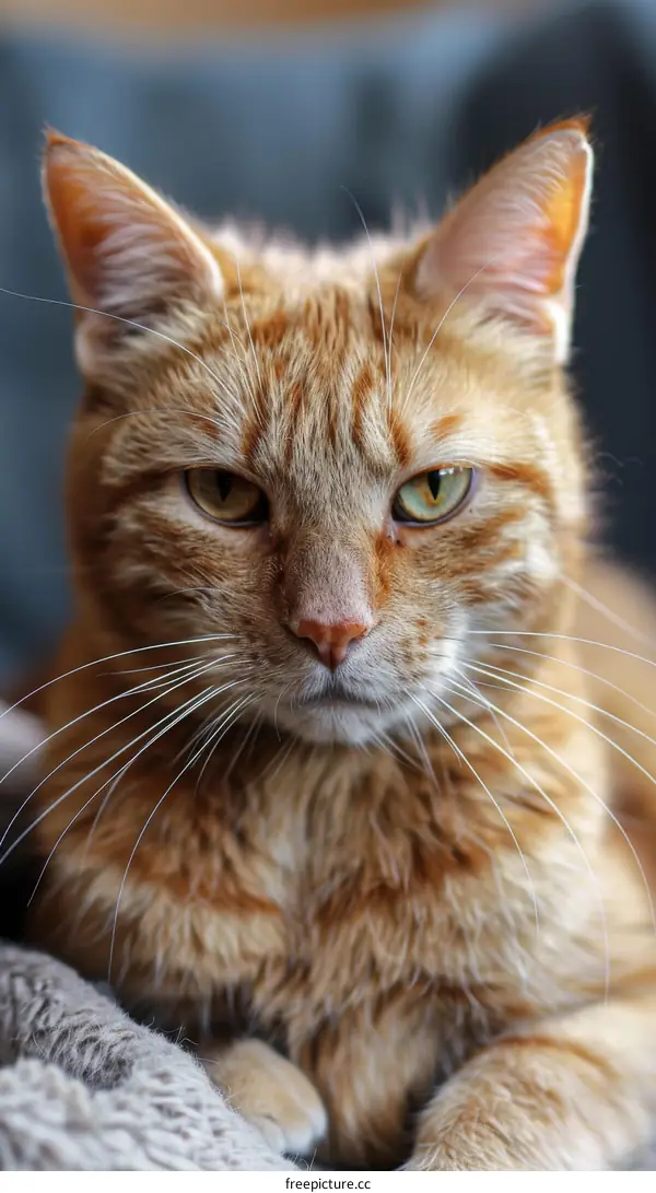 Close-Up Portrait of a Cute Ginger Cat