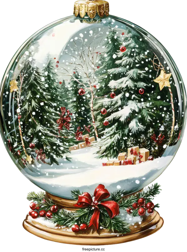 [Transparent Background PNG]Vintage Christmas Snow Globe Ornament