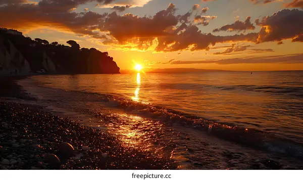 Golden Sunset over the Sea