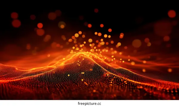 Abstract Digital Landscape with Orange Glow