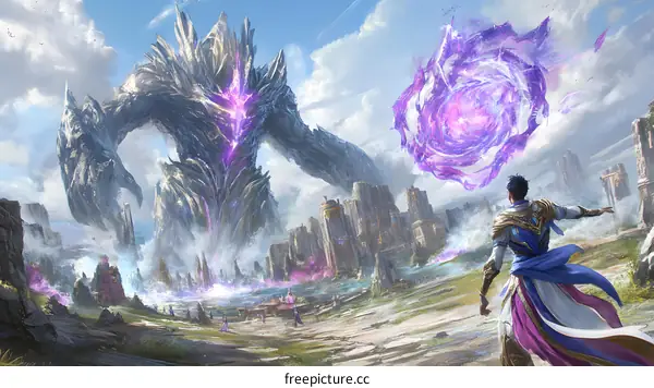 Fantasy Art Illustration of a Giant Monster Attacking a City