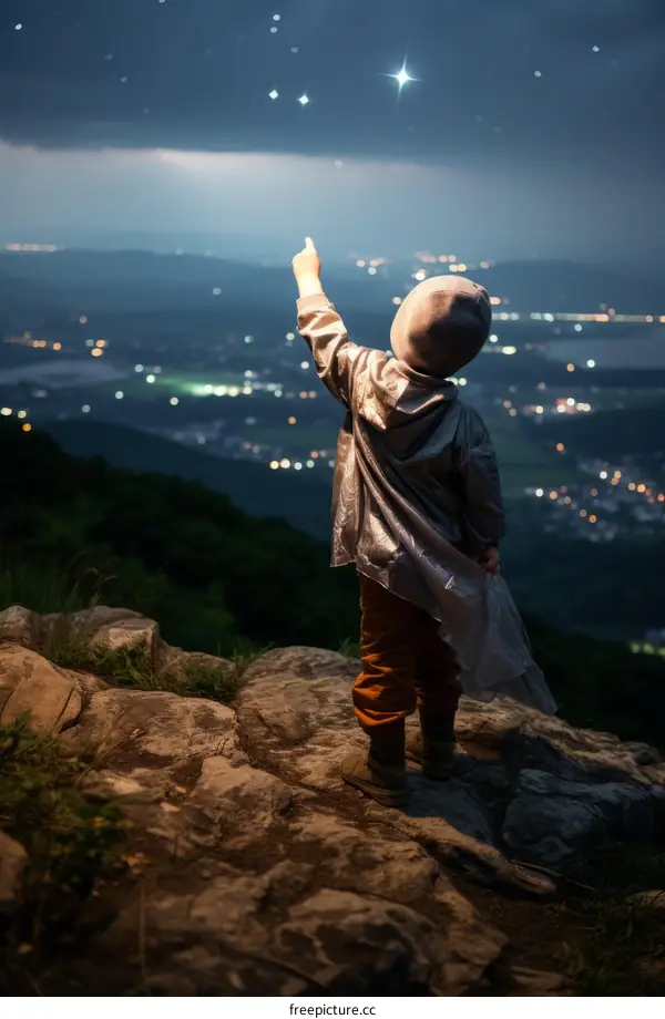 Boy Pointing at the Star