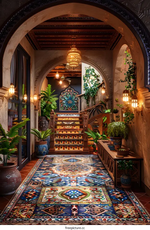Staircase in a Moroccan style house