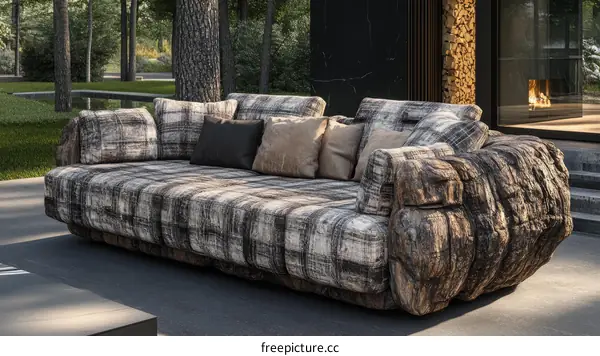 Modern Outdoor Sofa with Unique Wood Design