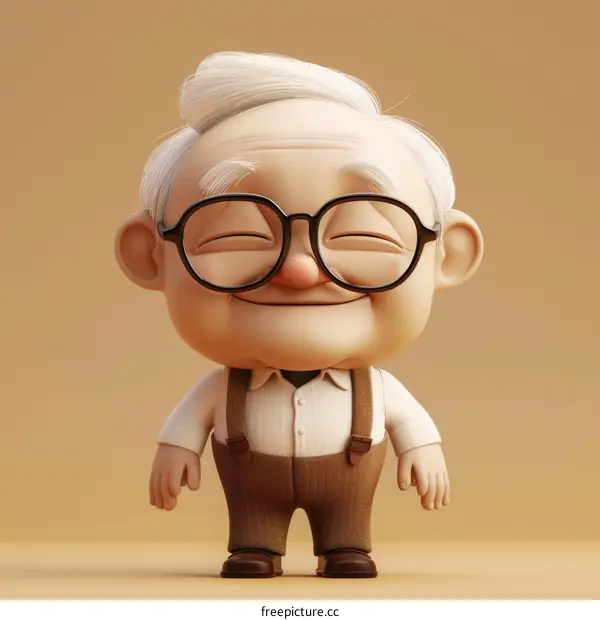 Happy smiling elderly man 3D character