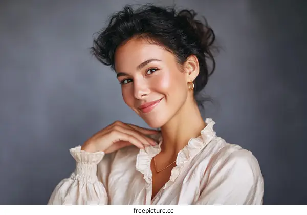 Portrait of a Beautiful Woman with a Charming Smile
