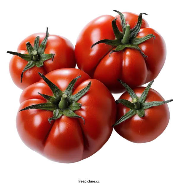 [Transparent Background PNG]Closeup of Fresh, Vibrant Tomatoes