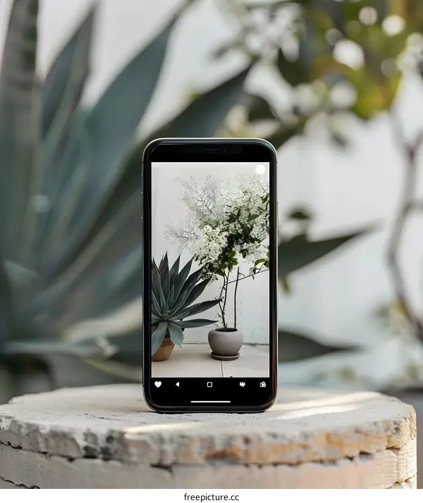 Smartphone Displaying Photo of Two Plants