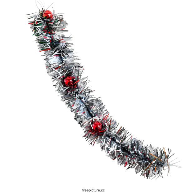 [Transparent Background PNG]Silver and Red Christmas Garland with White Background