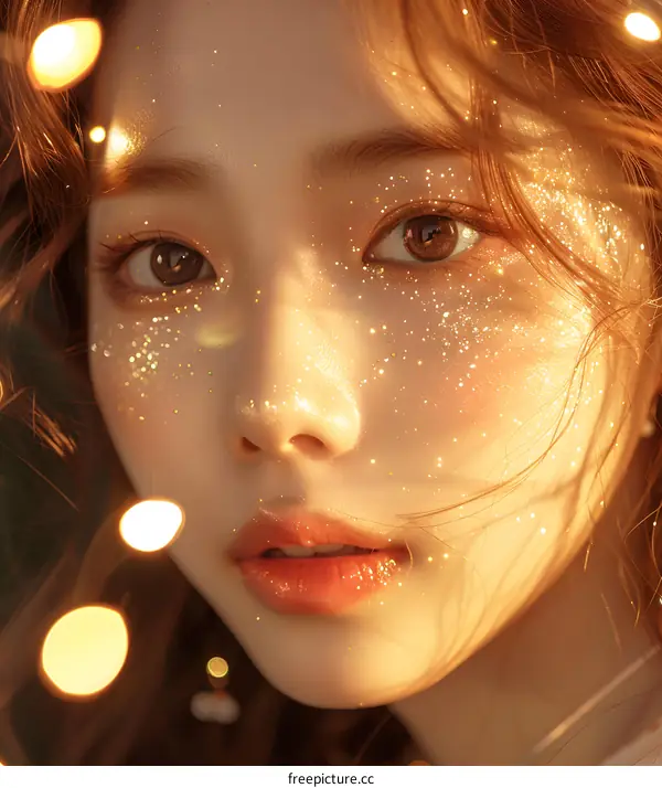 Woman with Gold Glitter Makeup