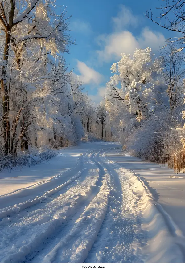 The road in the snow