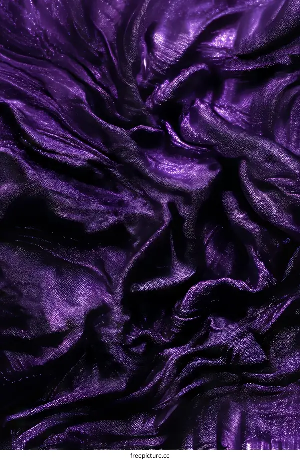 Close Up of Draped Deep Purple Fabric Texture