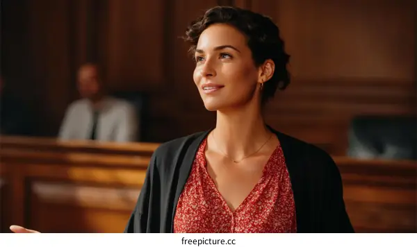 Woman in Formal Setting Listening Attentively