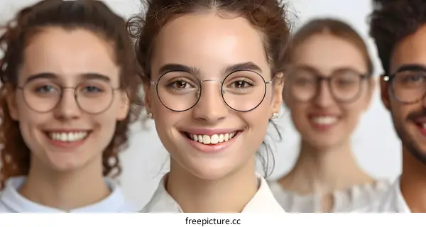 Group of Smiling People Wearing Glasses