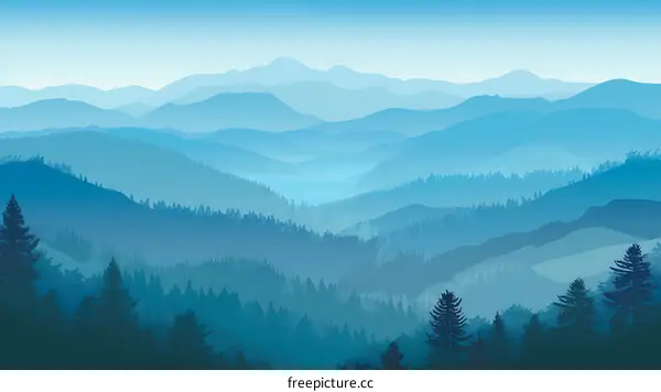 Blue Mountains Landscape Illustration