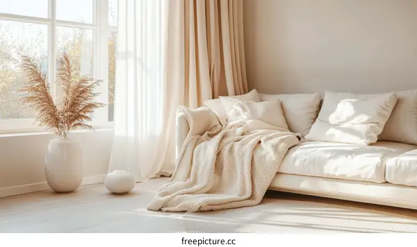 Modern Beige Living Room Interior Design