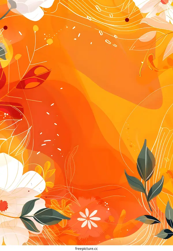 Orange Abstract Floral Background Design