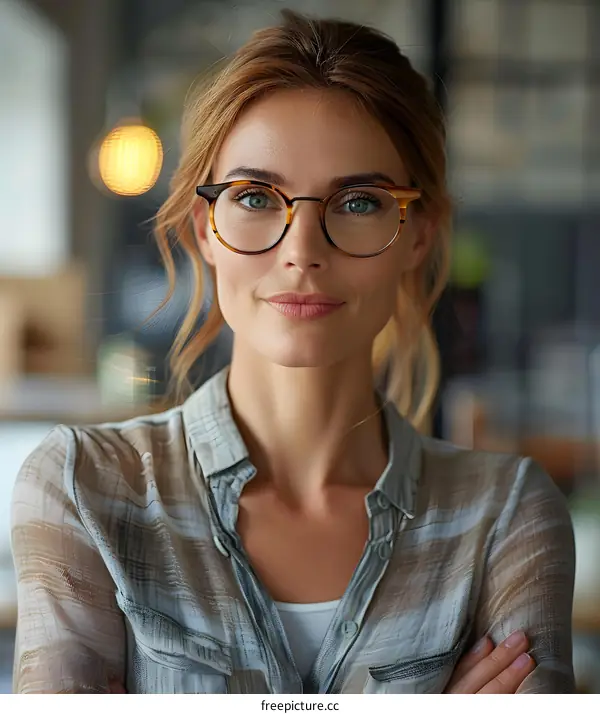 portrait of a beautiful woman wearing glasses
