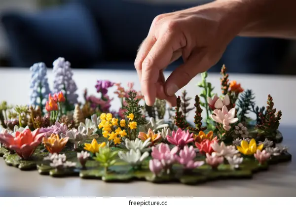 Flowers in a Miniature Garden