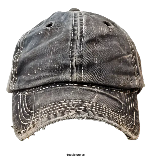 [Transparent Background PNG]Black Worn Out Baseball Cap on White Background