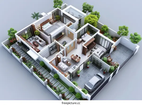 3D Floor Plan of a Modern House