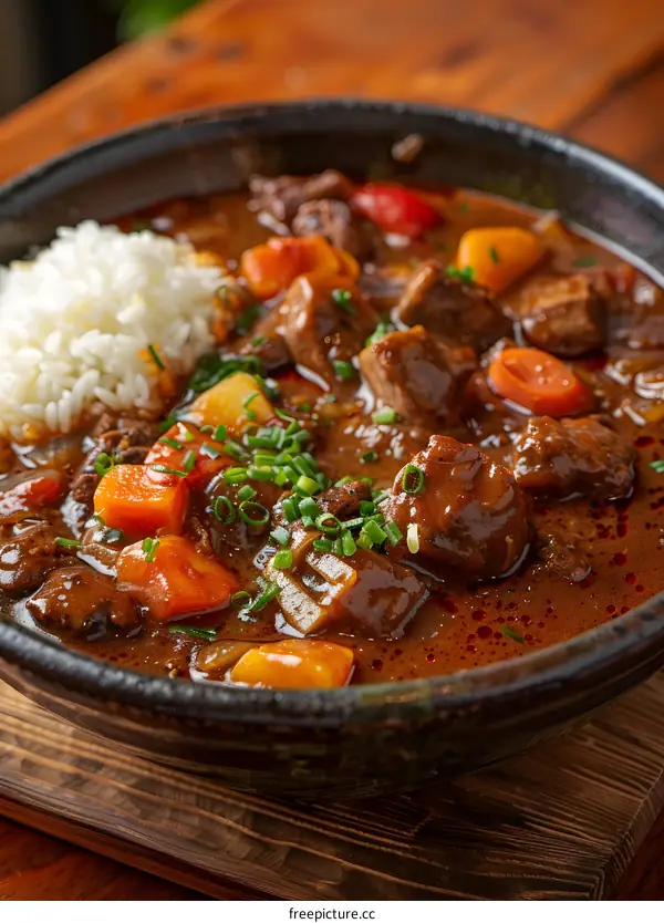 Close Up of Japanese Beef Curry with Rice