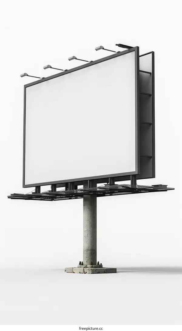 Large blank billboard on a white background