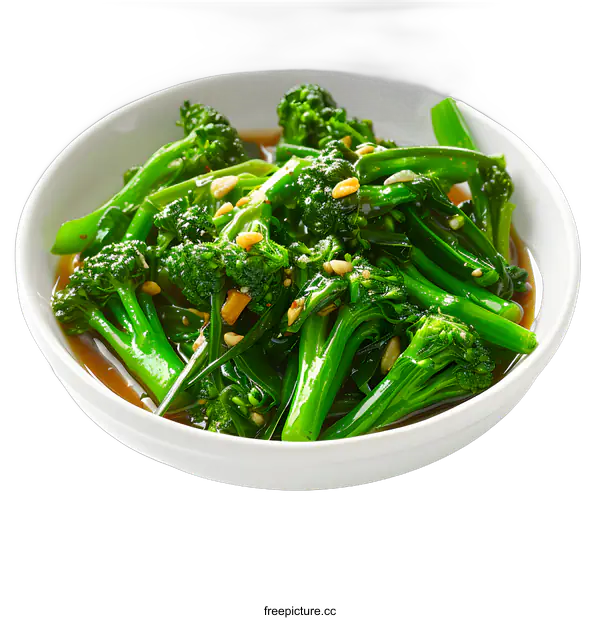 [Transparent Background PNG]Stir-fried Chinese broccoli with garlic sauce