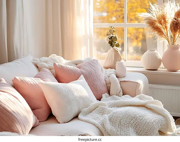 Cozy Living Room with Soft Pastel Decor