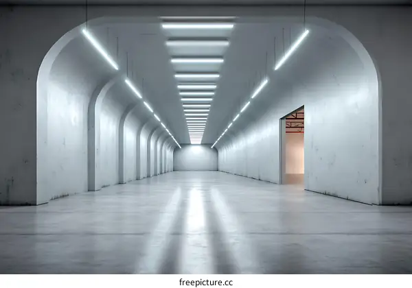 Empty Modern Industrial Warehouse Interior