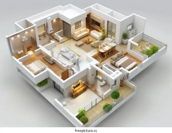 Modern Apartment Floor Plan Illustration